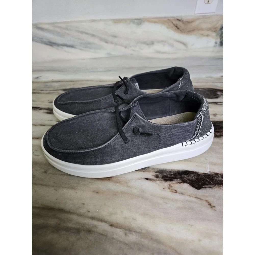 Hey Dude Wendy Chambray Grey Casual Slip On shoes Boat Size‎ 9